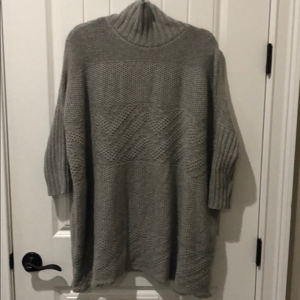 Oversized, 3/4 sleeve, wide mock neck sweater